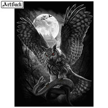 5d pintura diamante coruja cobra lua paisagem inteiramente quadrado broca mosaico diamante redondo bordado animal cena noturna 2024 - compre barato