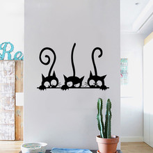 Милые 3 Черные милые наклейки на стену для кошек, наклейки на стену для девочек, виниловые наклейки для дома, милые наклейки для кошек, гостиной, детской комнаты 2024 - купить недорого