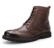 Botas de motociclista para hombre, botines estilo Martin, Vintage, británico, de cuero tallado, Higj, de piel de vaca de alta calidad, estilo militar, zapatos Bullock 2024 - compra barato