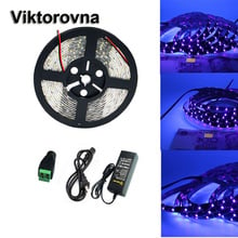 uv blacklight 5050 3528 SMD led strip light 395nm-405nm 5m WaterProof UV Black Light + 12v power adapter Ultraviolet Tape lamp 2024 - buy cheap