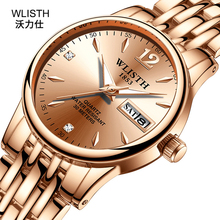 Relógio feminino wlisth aço inoxidável, relógio de pulso quartz dourado rosa 2024 - compre barato