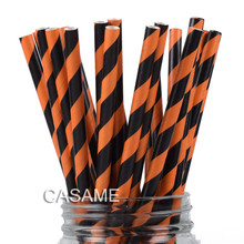 Pajitas de papel de color naranja y negro para decoración de fiestas, pajitas de papel, venta al por mayor, 100 Uds. 2024 - compra barato