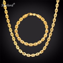 Starlord-Conjunto de collar y pulsera para hombre, cadena de 7mm con Cable, Color dorado, a la moda, NH2597, 2017 2024 - compra barato