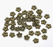 Free Shipping 800pcs Antique Bronze Flower Bead Caps Findings 6.5x6.5mm (Fit 8-14mm Bead) Jewelry Findings Wholesale J0380*2 2024 - buy cheap