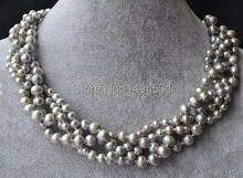 Wholesale Pearl Jewelry , Gray Color AA 5-8MM 18 Inches Natural Freshwater Pearl Necklace , Handmade Jewelry - New Free Shipping 2024 - buy cheap