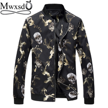 Mwxsd брендовая мужская демисезонная Повседневная бейсбольная куртка с рисунком черепа, мужская приталенная куртка-бомбер, chaquetas hombre 4xL 5xL 6xL 2024 - купить недорого