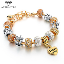 Attractto ouro coração coroa charme pulseiras & pulseiras para mulher cobra corrente jóias ajustável pulseira sbr150076 2024 - compre barato