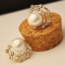 Korean Fashion Women's Jewelry Crystal Rhinestone Faux Pearl Ear Stud Earrings  7DT9 2024 - buy cheap