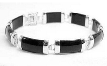 Natural Black stone Gems 925 Sterling Siver Fortune Clasp Link Bracelet>Wholesale Lovely Women's Wedding Jewelry 2024 - buy cheap