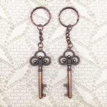 Wedding Favors Back Gifts for Guests Classic Antique Copper Clover Skeleton KeyChain Bottle Opener 2024 - buy cheap