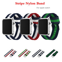 Nylon strap for Apple watch band 44mm 40mm iWatch band 42mm 38mm Stripe belt watchband bracelet apple watch series 3 4 5 se 6 2024 - купить недорого