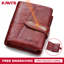 KAVIS Free Engraving Genuine Leather Wallet Female Women Coin Purse Walet Portomonee Lady Card Holder Magic Vallet for Name 2024 - buy cheap