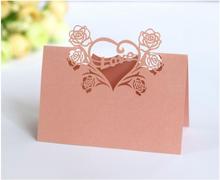 100PCS/LOT Rose Pattern Wedding Laser Cut Table Card Party Favor Decor Place Cards Hollow Out Table Name 2024 - buy cheap