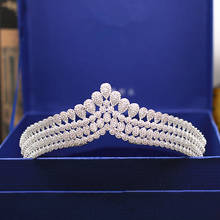 Micro Paved Cubic Zircon Tiara Pearl Drops Full Zirconia Crown Bridal Headpiece Wedding Hair Accessories CZ Coroa Novia WIGO1215 2024 - buy cheap