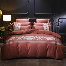Juego de cama de algodón egipcio de lujo, funda de edredón de tamaño King, juego de sábanas cubierta de cama bordado 40 2024 - compra barato