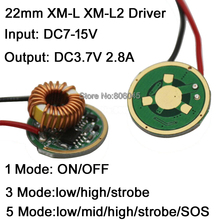2x22 мм 1 режим или 3 режима или 5 режимов T6 Драйвер постоянного тока 7-15 В Входной Выход постоянного тока 3,7 в 2,8 а для светодиодного Излучателя Cree XML XM-L XML2 XPL 10 Вт 2024 - купить недорого