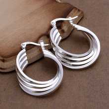 Simple Fashion Style Silver plated Four Ring Earrings Jewellery mens,Wholesale&New fashion, SMTE157 2024 - buy cheap