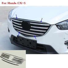 For Mazda CX-5 CX5  2015 2016 car body cover ABS chrome racing engine trim Front up Grid Grill Grille hoods part 9pcs 2024 - buy cheap