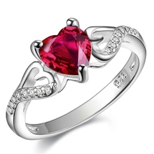 Anillo Chapado en plata de circón rojo brillante, corazón de amor, joyería de plata, anillo para mujeres y hombres/UGFDWXUA EPTFKDAV 2024 - compra barato