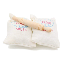 Odoria 1:12 Miniature 2 Bags of Flour and 1 Rolling Pin Set Mini Simulation Model Dollhouse Kitchen Accessories Doll House Decor 2024 - buy cheap