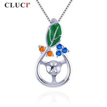 CLUCI-colgante de plata 925 con forma de hoja Ovalada para mujer, fabricación de joyas, collar, SP339SB 2024 - compra barato