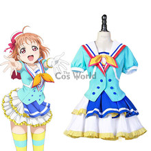 LoveLive, Sunshine Aqours-uniforme de traje de marinero de Chika Takami, traje de Cosplay de Anime con corazón que salta 2024 - compra barato