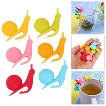 Цветные Висячие на кружке чайные пакетики, держатель чашки, Милые силиконовые зажимы в форме улитки для чая 2024 - купить недорого