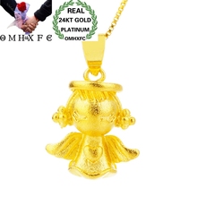 OMHXFC Wholesale European Fashion Hot Jewelry Woman Girl Party Birthday Wedding Gift Elegant Angel 24KT Gold Pendant Charm PN281 2024 - buy cheap