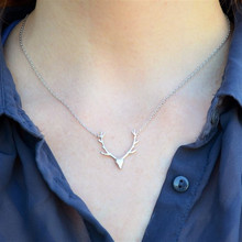 Antler Necklace Deer Necklace Reindeer Jewelry Simple Deer Antler Head Charm Birthday Gift for Friend Country girl Gift For Her 2024 - buy cheap