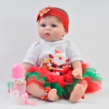 New 55 cm  Baby Reborn Toy Soft Silicone Newborn Doll For Girl 22'' Realistic Reborn Baby Doll Cloth Body Kids Christmas Gifts 2024 - buy cheap