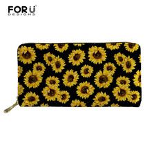 FORUDESIGNS Cute Women Wallet Fashion Sunflowers Designs Lovely Long Wallet Card Holder Coin Bag Ladies PU Leather Purse 2024 - compre barato