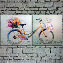 Handmade Unique Living Room Wall Decoration Hand Painted Two Pieces Oil Painting Abstract Modern Bike Oil Painting On Canvas 2022 - buy cheap