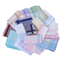 10Pcs Striped Plaid Handkerchief Cotton Printing Hanky Men's Business Pocket Square Towel 29*29CM Wedding Hankies 20 2024 - buy cheap