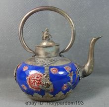 Tiesto-TETERA de porcelana China de 12CM para decoración de bodas, dragón plateado, Fénix, mono, vino, tiesto de jarra 2024 - compra barato