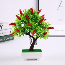 1 set Artificial Fruit Bonsai Fake Potted Plant Simulation Plant Small Bonsai Plastic Hot Pepper Potted Artificial Flowers 2024 - buy cheap