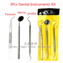 3Pc Dental Instrument Kit Stainless Steel Mouth Mirror Probe Tweezer Scaler Set Dental Examination Tooth Clean Oral Care Hygiene 2024 - buy cheap