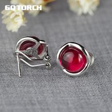 925 Sterling Silver Clip Earrings For Women Natural Gemstone Garnet Ruby Red White Opal Green Agate Fine Jewelry 2024 - buy cheap