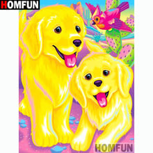 Homfun pintura completa quadrada/redonda 5d, faça você mesmo, pintura de diamante "cachorro pássaro", bordado, ponto cruz, decoração de casa 5d, presente aautomático 2024 - compre barato