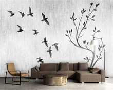 Beibehang Custom wallpaper Zen sofa background wall big tree bird hand-painted Chinese TV background mural wallpaper for wall 3d 2024 - buy cheap