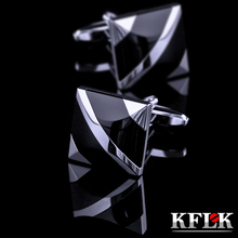 Kflk abotoadura masculina, botões e abotoaduras para camisas pretas, roupa de luxo para homens, 2020 2024 - compre barato
