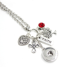 1PC  Faith Pendant Necklace Cross Family Tree Snap Necklace 18mm Snap Jewelry Gift Collar 2024 - buy cheap