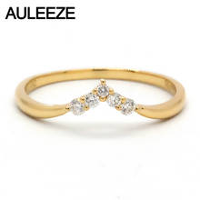 AULEEZE 18K AU750 Solid Yellow Gold Wedding Stacking Ring Real Natural Diamond Pave Matching Band Fine Jewelry 2024 - buy cheap