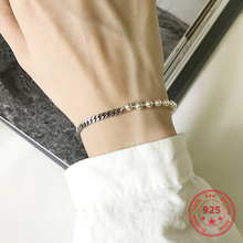 Qualidade superior real 925 prata pulseiras para as mulheres simples contas de corrente pulseira marca jóias 2024 - compre barato