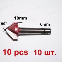 6mm * mm * 90 10 graus, Freeshipping CNC carboneto sólido 3D End Mill, aço de tungstênio inserir madeira router bit, ferramentas de madeira, 3D V Bit 2024 - compre barato