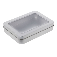 Caja de lata de Metal transparente para manualidades, estuche de almacenamiento en blanco y plateado, Kit de supervivencia 2024 - compra barato