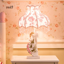 Свадебный номер романтическая пара цветы настольные лампы для изучения розового цвета для девочек Спальня столик для макияжа света дома деко Ночной Настольная лампа led 2024 - купить недорого