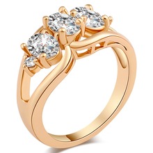 Stylish Fashion Women Ring Finger Jewelry Gold Color Austrian Crystal Rings Five Stone Cluster Bridal Rings top quality Jewelry 2024 - buy cheap