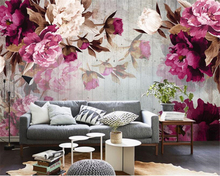 beibehang Custom Photo Wallpaper Wall Sticker Handmade Peony Flower Wood grain Background wallpaper papel de parede papier peint 2024 - buy cheap