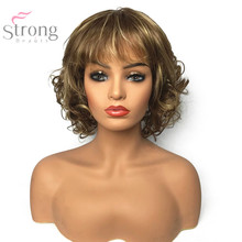 StrongBeauty-peluca sintética sin capucha para mujer, pelo corto rizado, Rubio/Auburn, Natural 2024 - compra barato
