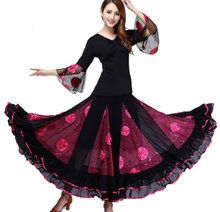Ladies Long Swing Dance Skirt Costume Suit Women Belly Dance Ballroom Top Dress Outfits Spain Dancer Training Clothing 2024 - buy cheap